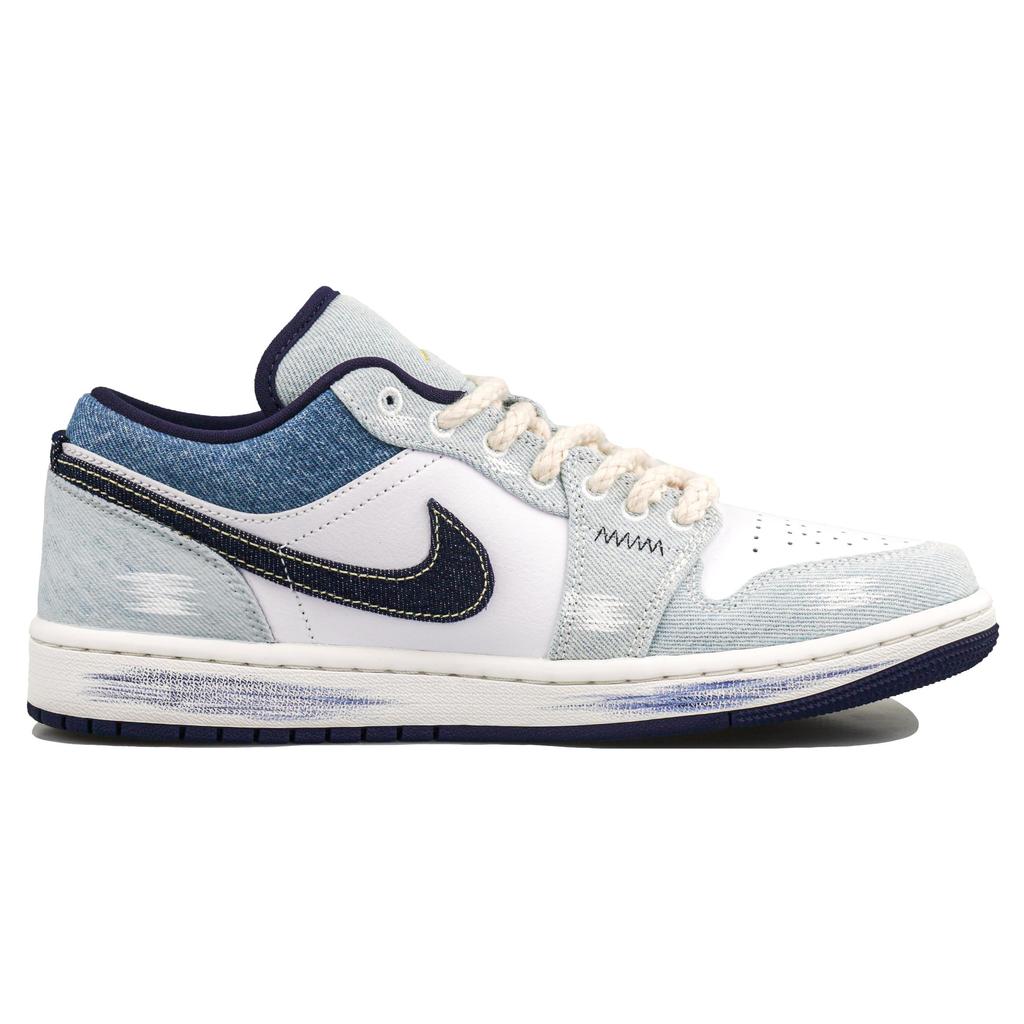 Jordan Air Jordan 1 RISK Xingji Denim Abrasion Resistant Low Top Vintage Basketball Shoes Men's White Blue IH0648-141(Team27-)