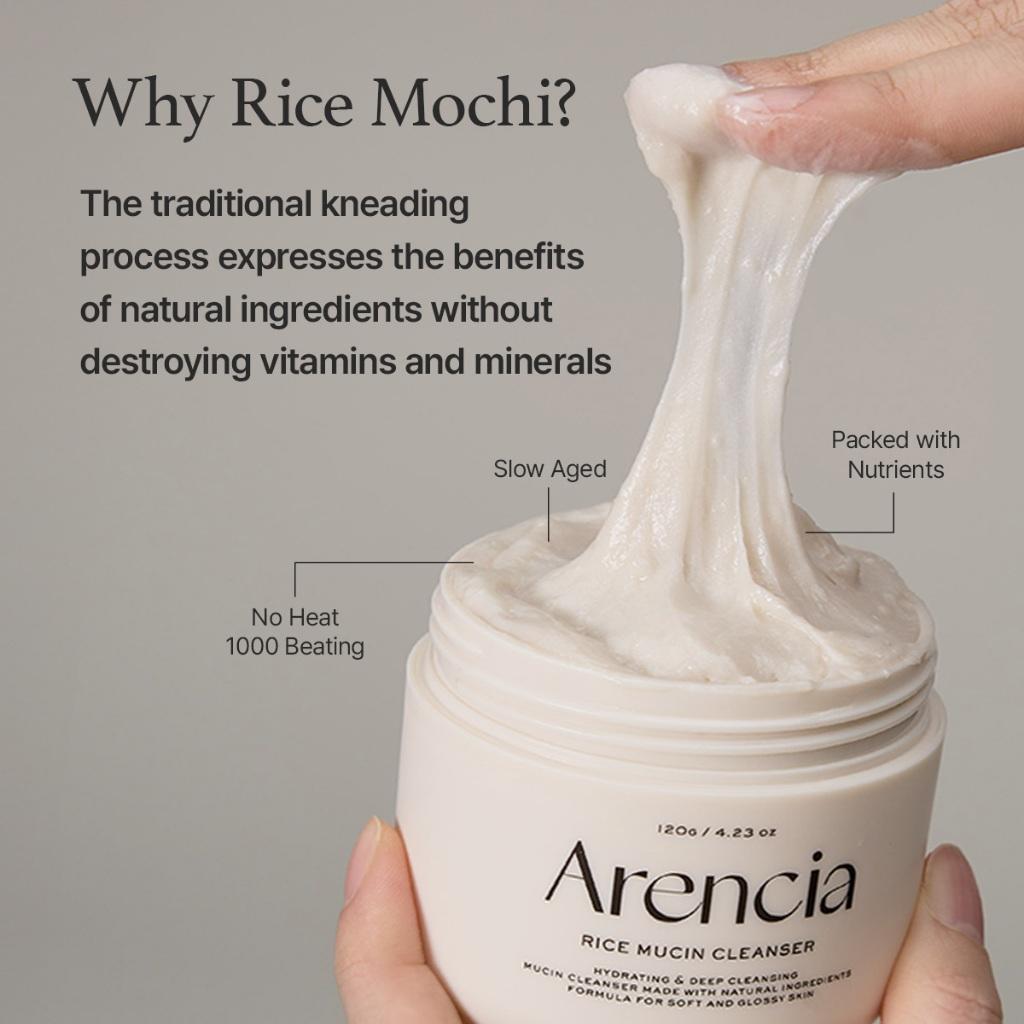 Demachiant cu mucină de orez și mochi Arencia Rice 120g | Controlul sebumului și îndepărtarea grăsimii, hidratant, calmant
