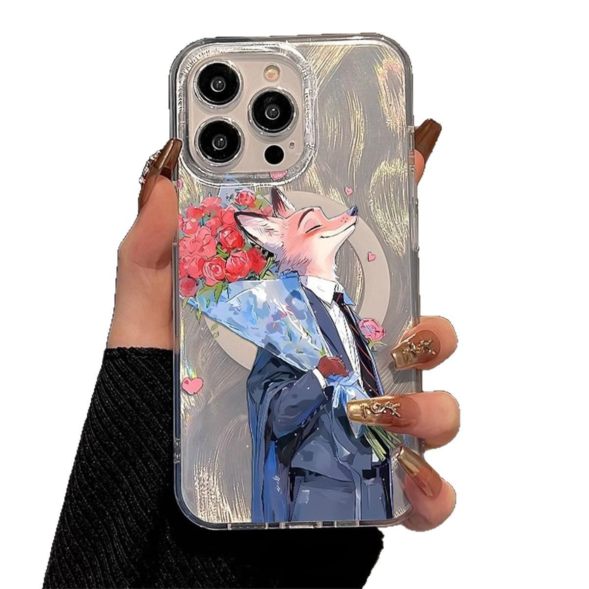 

For IPhone Mobile Phone Case Magnetic Ring High-end Strong Magnet for Apple Magnetic Mobile Phone Case Cartoon Cute Personality Ins For iPhone 16PROMAX