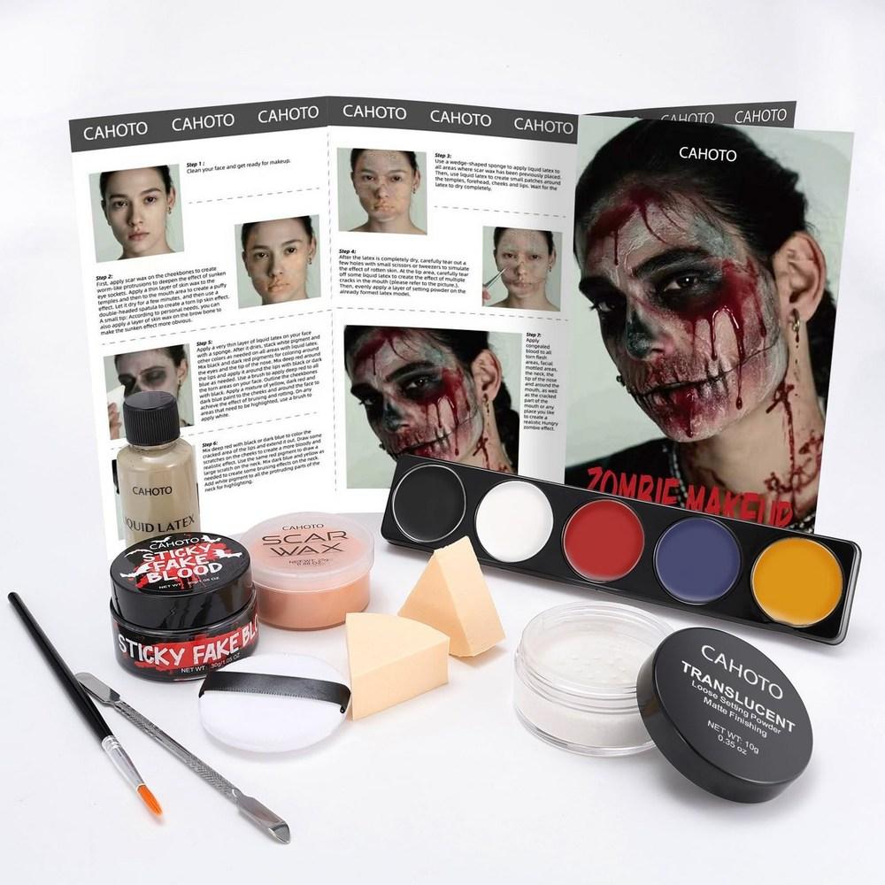Goth SFX Makeup Kit Halloween Gothic White Liquid Foundation Eyeliner Setting Powder Eyeshadow Black Lipstick Pre Single Zombie SFX Makeup