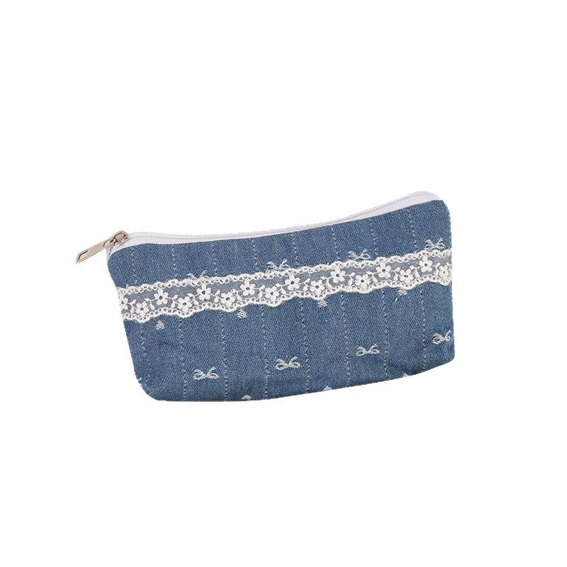 Aesthetic Floral Lace Pencil Case for Girls Large Capacity Makeup Bag with Zipper Cute Ins Style School Organizer Pen Holder