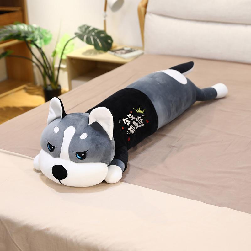 Kreatywna Lalka Husky do Przebierania Pluszowa Zabawka Leżący Pies Lalka Erha Poduszka do Spania Dla Dziewczynek