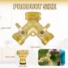 2 Way Brass Garden Tap Splitter, Double Way 3/4" Garden Hose Splitter Y Valve with Quick Individual On/Off Splitter Connector for Outdoor