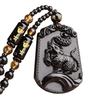 Fashion Chinese Style Zodiac Obsidian Carving Animal Horse Pendant Charm Men and Women Couple Amulet Necklace