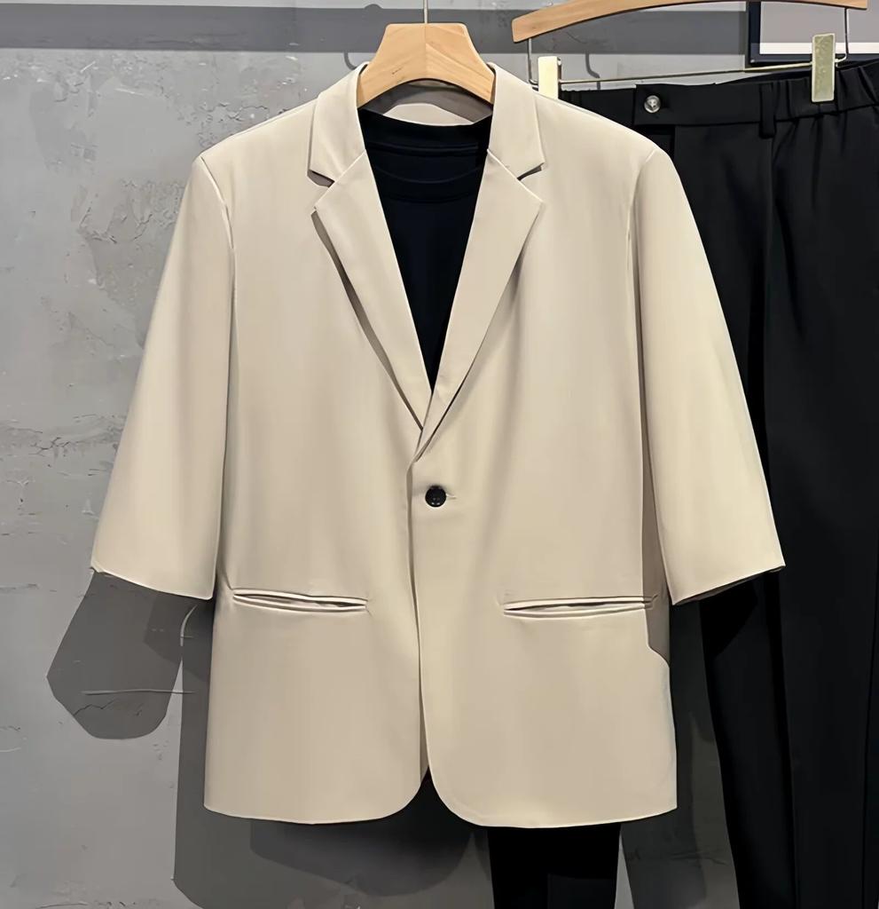 All-Match-Blazer Modischer Herren-Schlicht-Einfarbiger Kurzarm-Lässiger Gut Sitzender Oberteil-Anzugmantel Übergröße