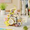Floral Vintage Camera Building Bricks DIY Handcrafted Flower Sculpture Desktop Art Ornament Indoor Home Decor Assembly Craft