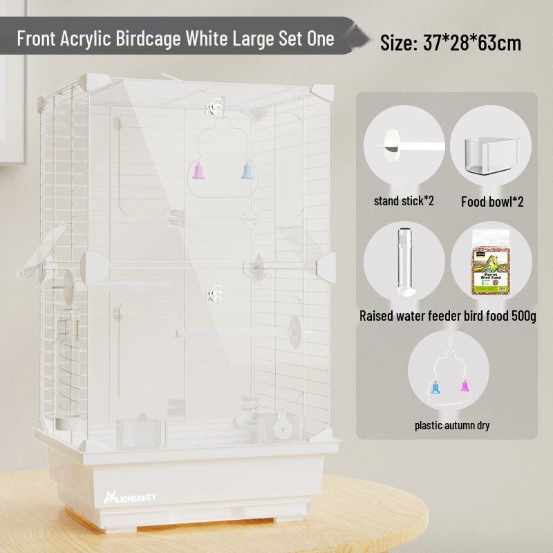 Large Transparent Acrylic Bird Cage with Toilet for Cockatiels and Parrots