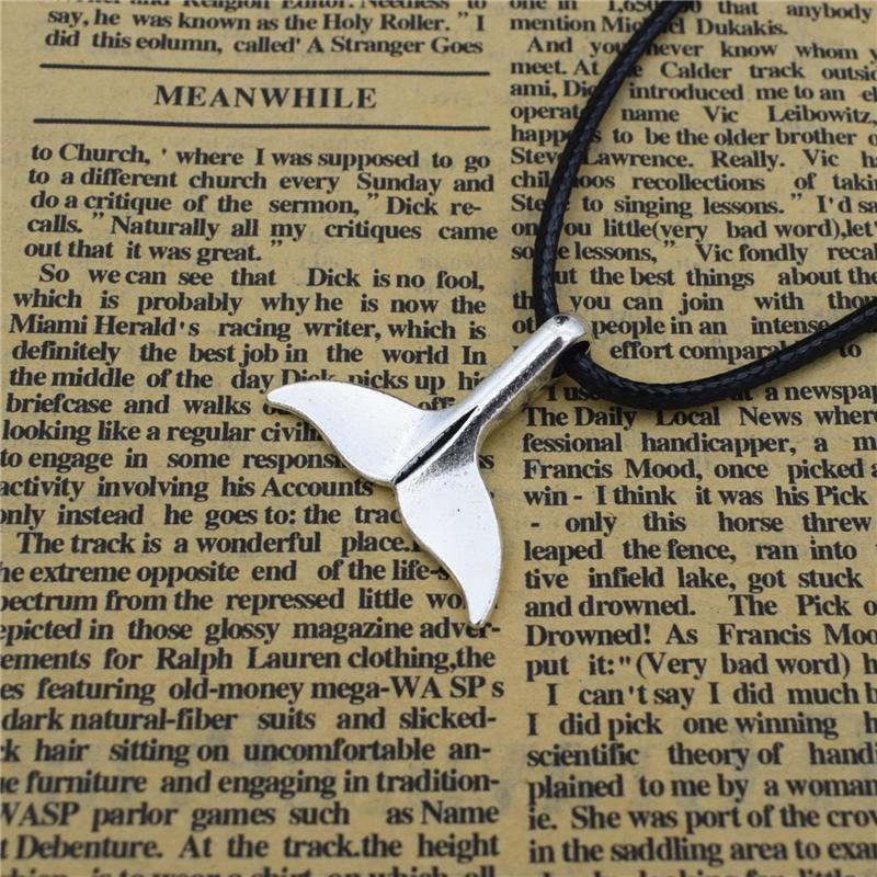 Fashion Antique Silver Color Animal Whale Tail Charm Pendant Leather Cord Chain Necklace for Men Women Unique Jewelry Gifts