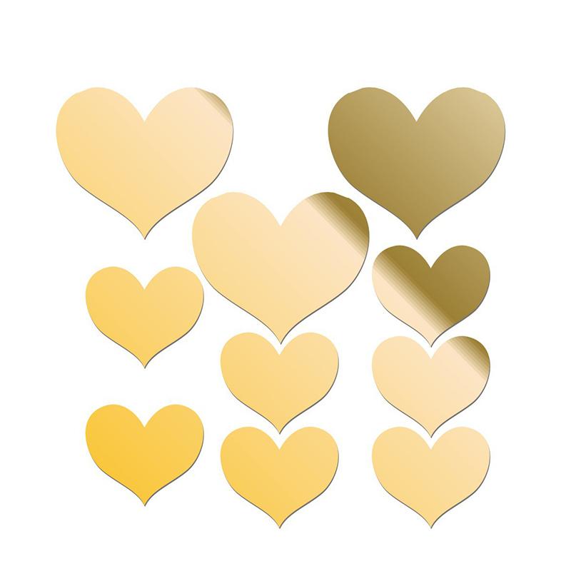 

10 шт. Росписи наклейка 3D зеркало стикер стены любовь сердце съемные наклейки гостиная украшения стены 1Set золотой