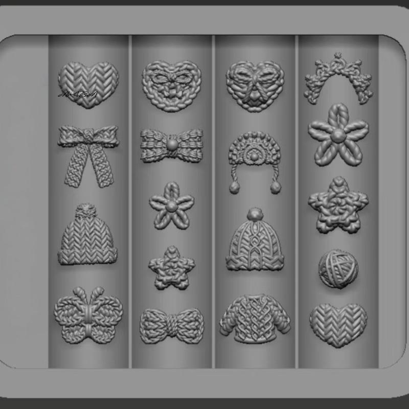 Retro Pattern 3D Silicone Nail Mold DIY Nail Art Decoration Weaving Sweaters Bows Flower Design Transparent Nail Template