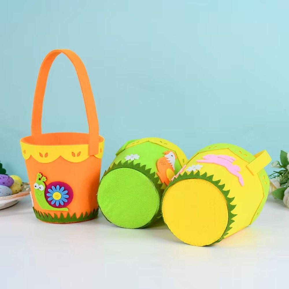 Cartoon Easter Felt Basket Colorful Chicken Egg Hunt Basket Easter Candy Gift Bag Children Gifts