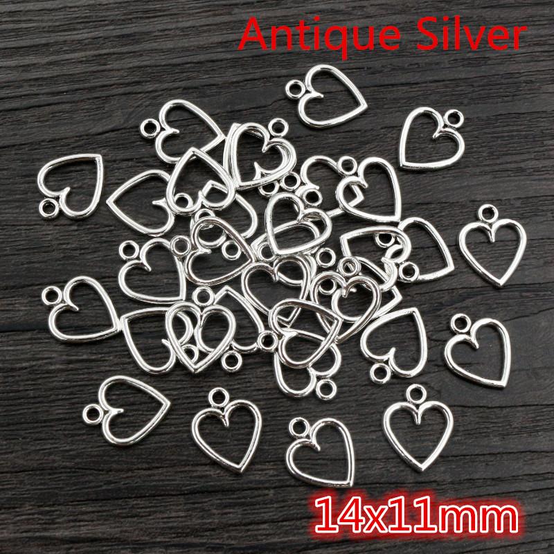 100PCS Picture Color Hollow Hearts Charms Geometry Pendant Metal Alloy DIY Necklace Bracelet Earrings Marking