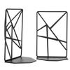 2Pcs Solid Geometry Book Stands Metal Hollow Desk Nonskid Bookend Shelf Heavy Duty Black