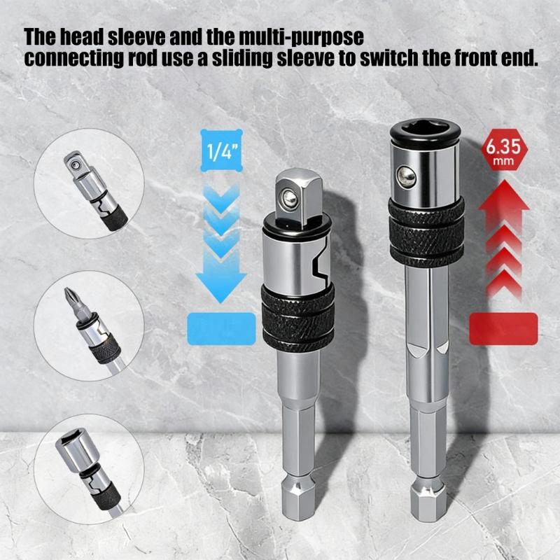 Auto Locking Socket Extension Bar Ensuring Bit Security Preventing Slippage During Various Repair Tasks Applications