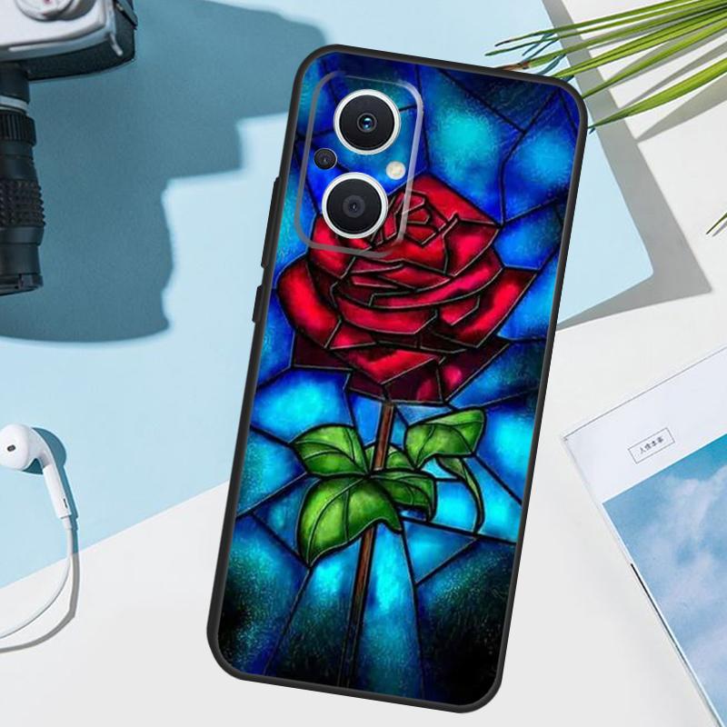 Stained Glass Rose Galaxys Cover For OPPO Reno 14F 13F 12F 11 F 10 12 13 14 Pro 7 8 Lite OPPO Find X9 X8 X6 X5 Pro Case