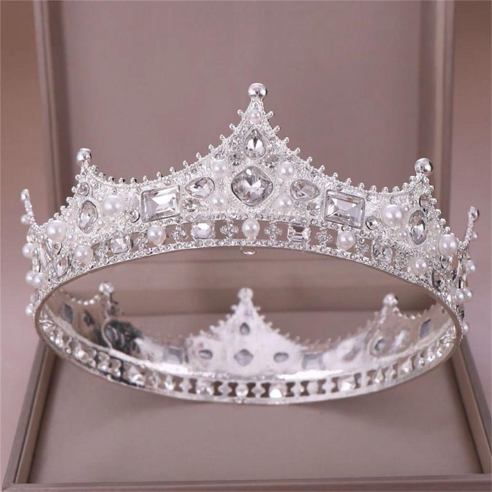 Pearl Bridal Tiara Crown Rhinestone Wedding Hair Jewelry Crystal Crown for Women Costume Party
