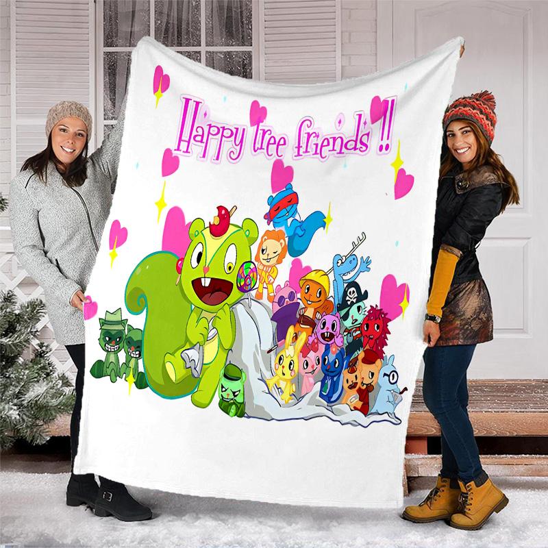 Happy Tree Friends4 printed throw blanket—lightweight,soft,warm;versatile blanket for all seasons—perfect as &air-conditioning throw,nap blanket