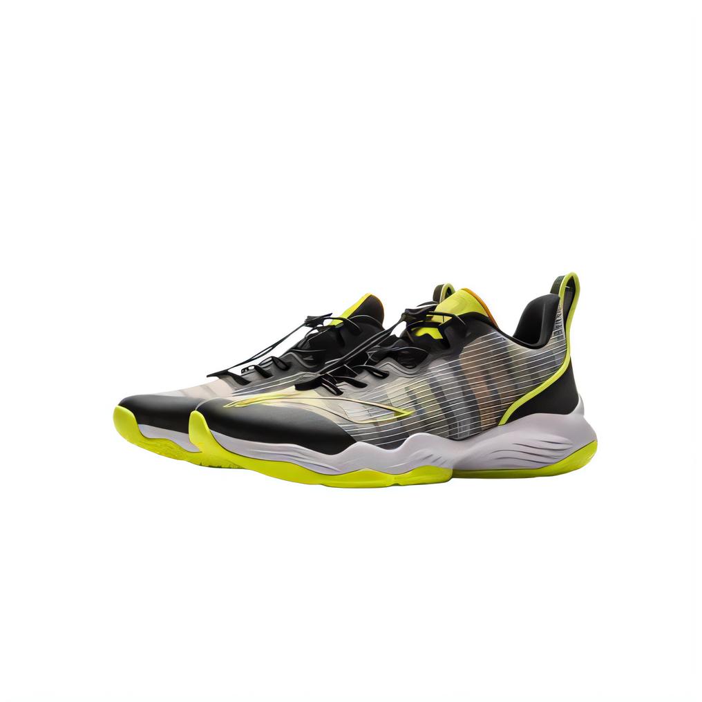 Li Ning Kids Basketball Synthetic Leather Comfortable Soft Breathable Shock Absorption Low Top Basketball Shoes Kids sneaker Black YKBS046-11