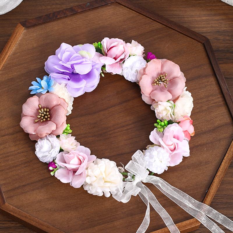 Women Head-Dress Colorful Flower Headband Hair Wreath Wedding Party Costume Headpiece for Bridal Women Fashion Hair Accessory
