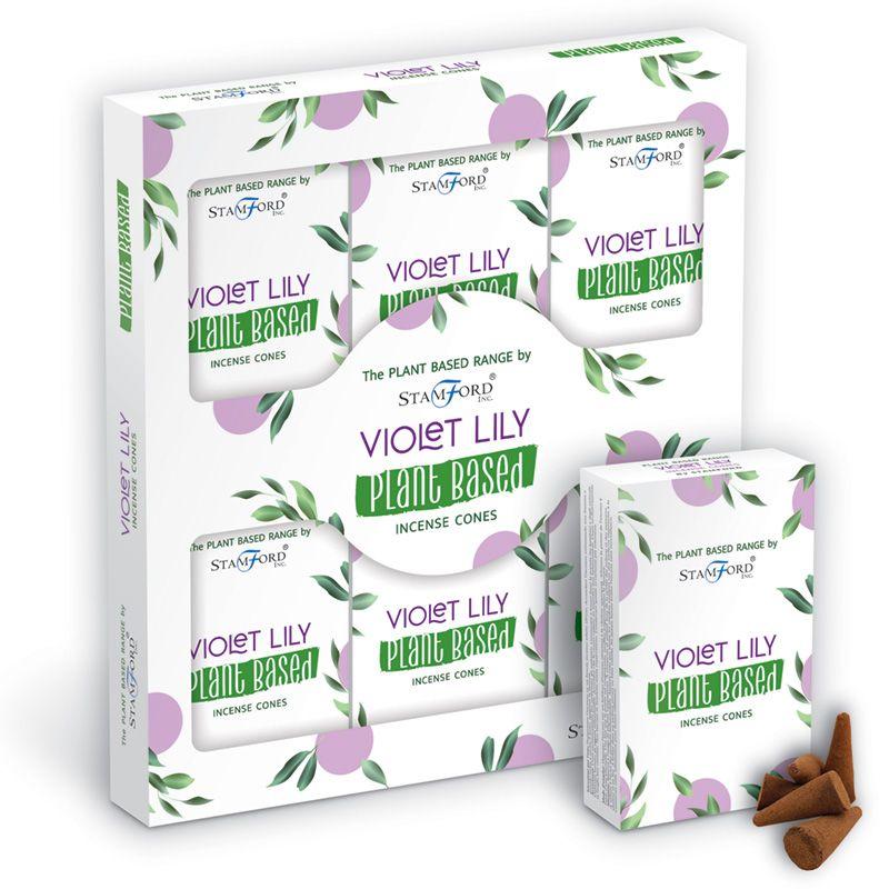 6x Plant-Based Incense Cones Violet Lilly 12 Pack