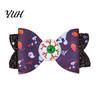Cute Halloween Hair Accessories Glitter Bow Clips for Kids Baby Girls, Double Layer Party Dress Up Supplies Ghost/Pumpkin/Eyeball Bowtie Pins
