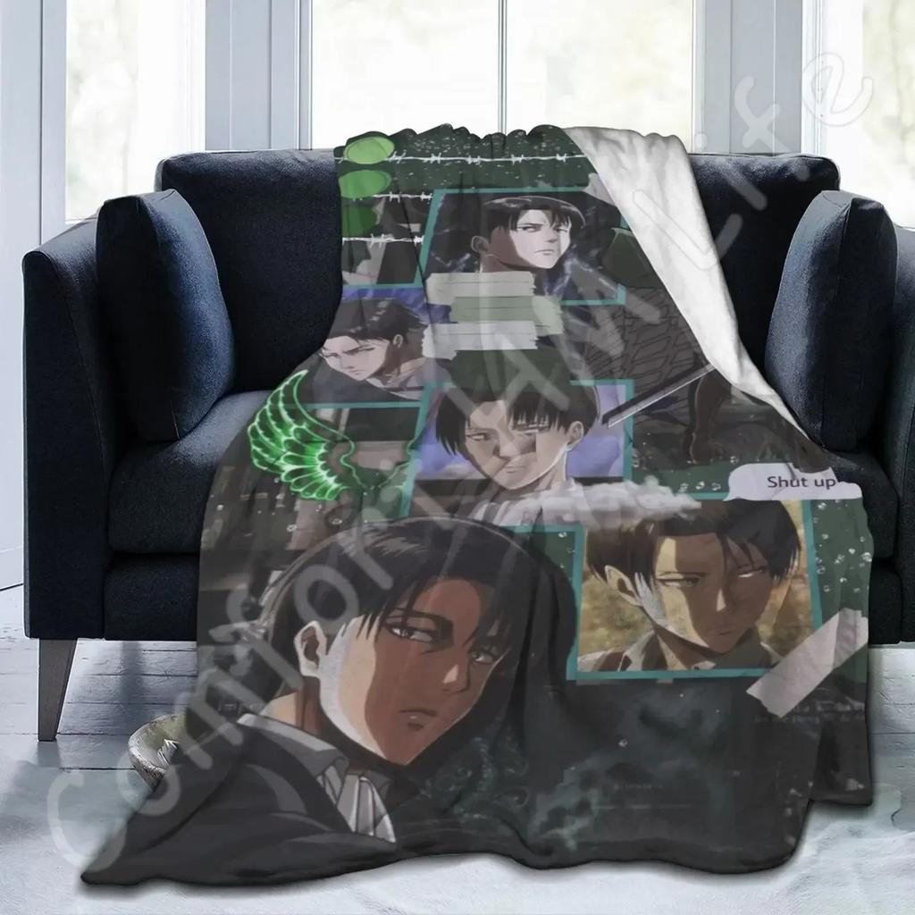 Levi Ackerman Decke Ultra-Weich Leichtgewicht Flanell Fleece Moderne Überwurfdecke für Zuhause Büro Reisen 80X60 Zoll Bettüberwurf