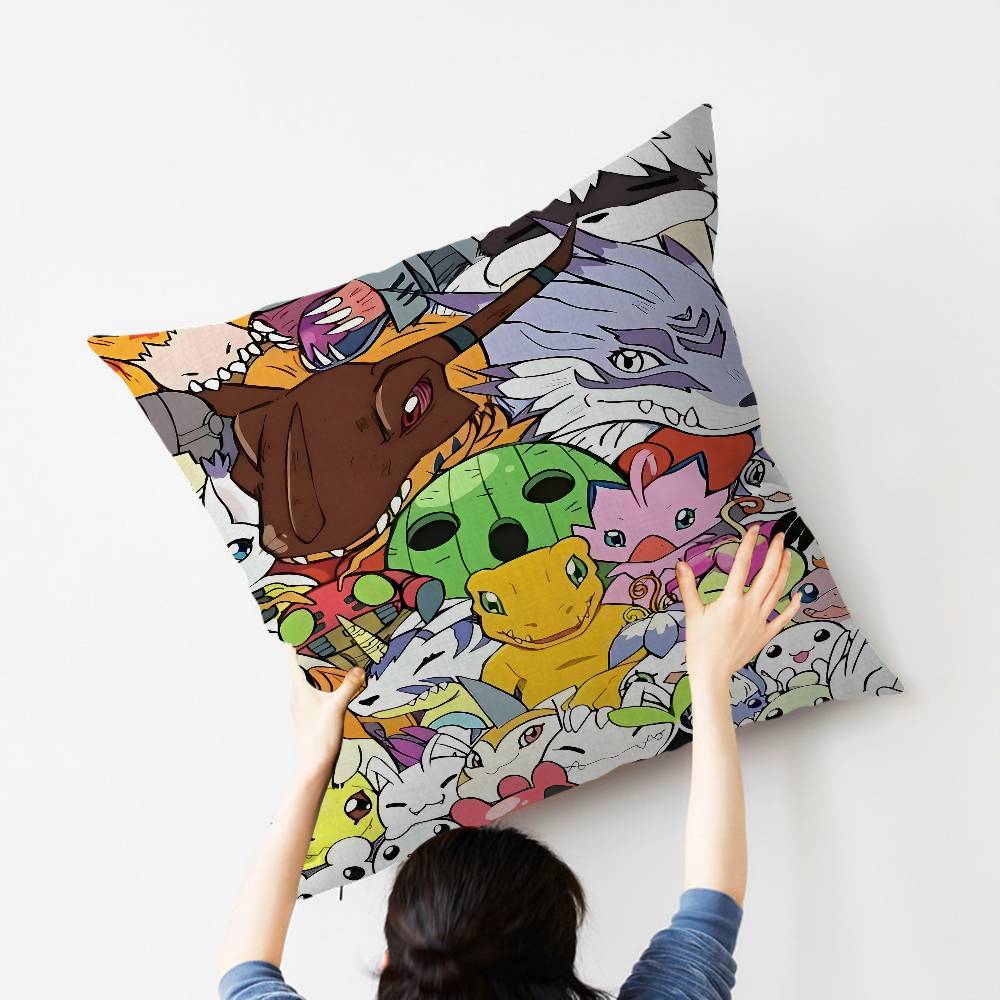 Anime D-Digimon A-Adventure Cushion Cover Inches Farmhouse Decor Home Throw Pillow Covers For Couch Decorations