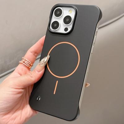 Ultra dünne rahmenlose Magsafe Hülle für iPhone 16 15 14 13 12 Pro Max Hart-PC Magnetisch Stoßfest Matt Haut Kabelloses Lade Cover