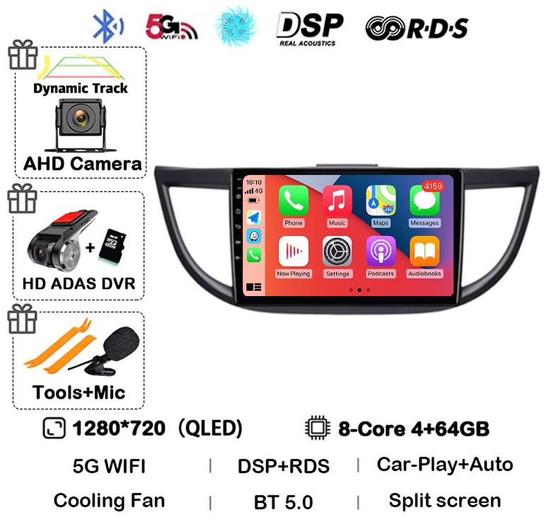 Android 14 Carplay For Honda CRV CR-V 2011 2015 2016 2017 2018 Car Radio Multimedia Video Player Navigation GPS Head Unit Stereo