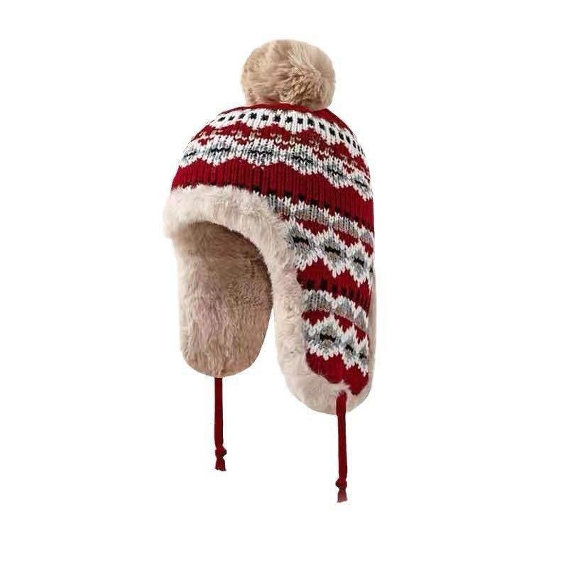 Balaclava hat women's winter hat scarf integrated face small ear protectors wool knitted hat to keep warm