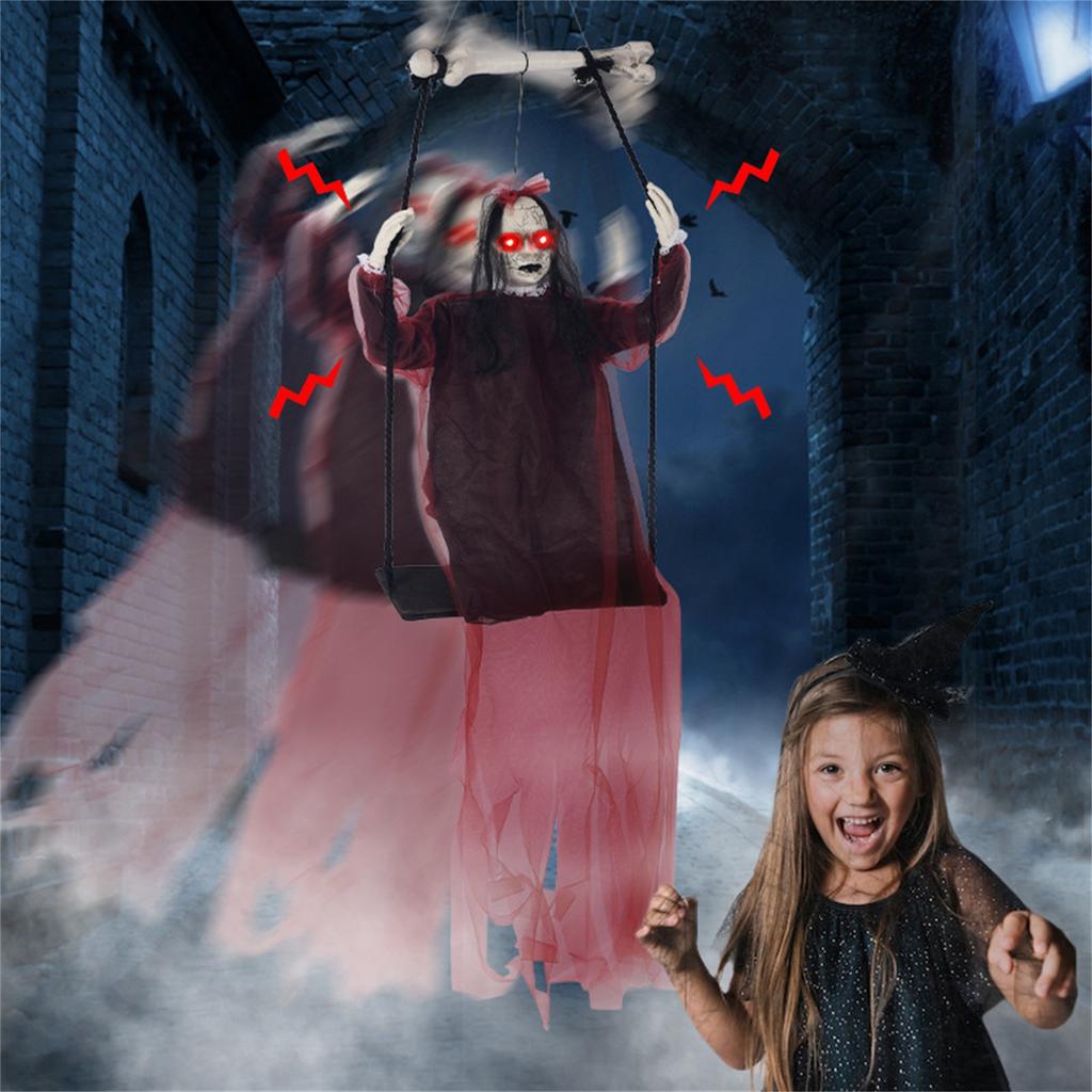Halloween Swing Hanging Decoration Red Swing Electric Light Sound Induction Horror Trick Decoration