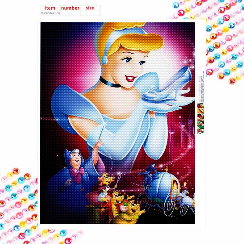 Disney 5d diamond painting full of diamonds diy Cinderella diamond embroidery decorative painting ornaments living room