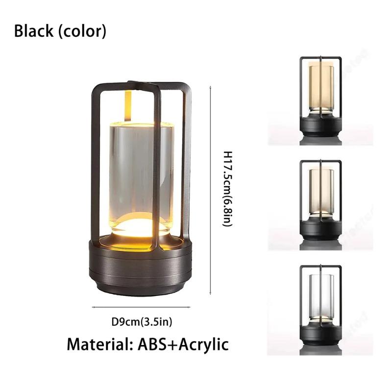 Portable Rechargeable LED Atmosphere Lamp, Vintage Creative Table Light, Touch Dimmable Decor Lighting for Bedside, Desk, Restaurant, Camping