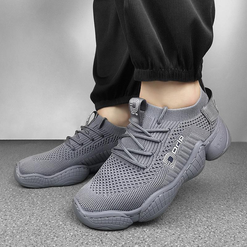 

New large size women s shoes, sports shoes, women s lace-up mesh comfortable casual fly-woven shoes, breathable low-heeled shoes 41 серый
