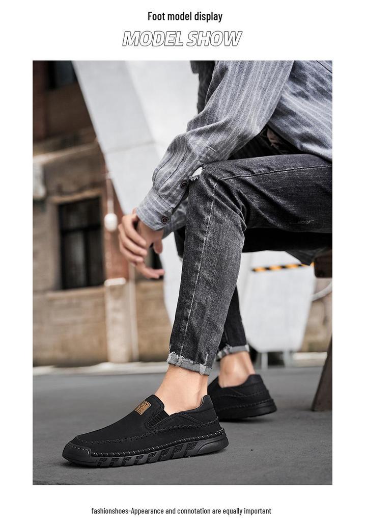 Herren Handgenähte Leder Slipper Loafer - Große Größe Freizeit Fahrerschuhe