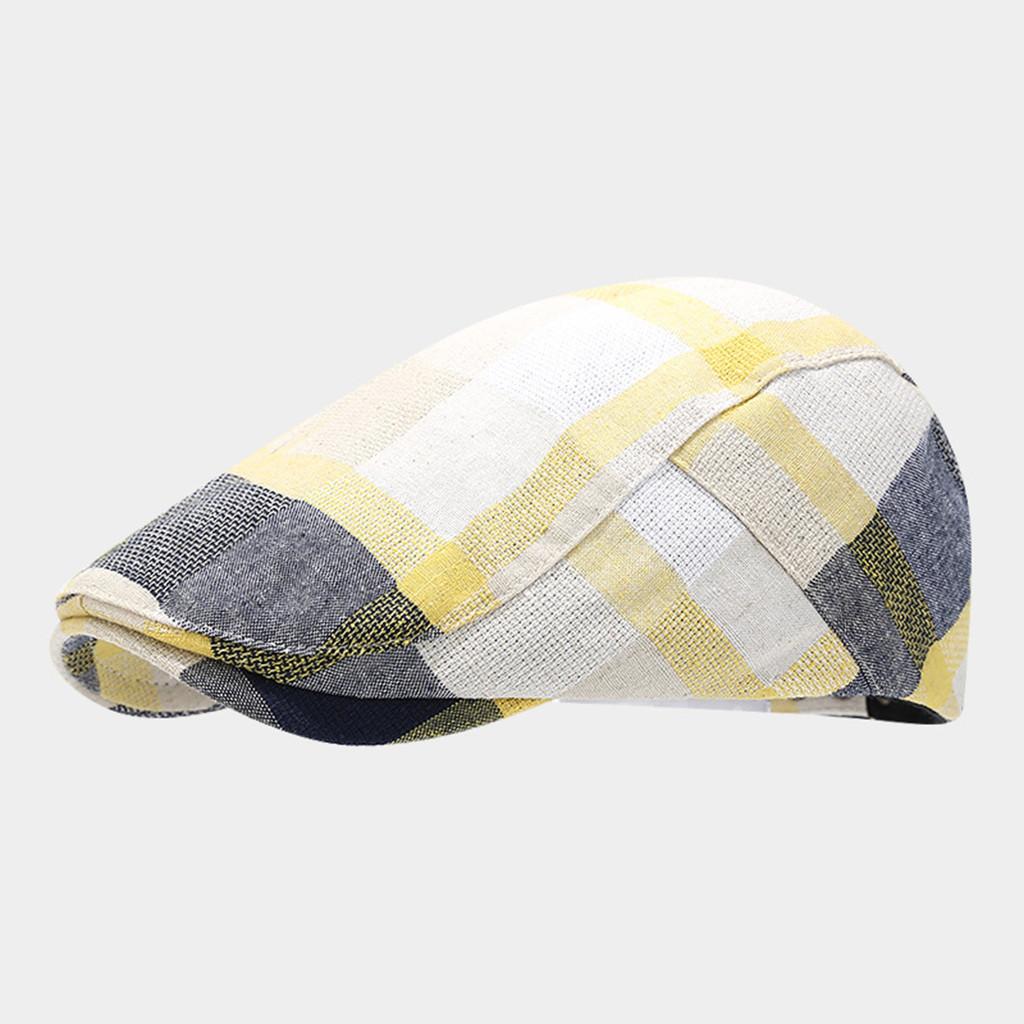 

Classic Plaid Shortbrim Duckbill Cap With Sunshade And Breathable Cotton For Spring And Summer чорний