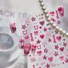 Tomoni Embossed Pink Heart Nail Stickers - Sweet DIY Hot Girl Auxiliary Nail Art