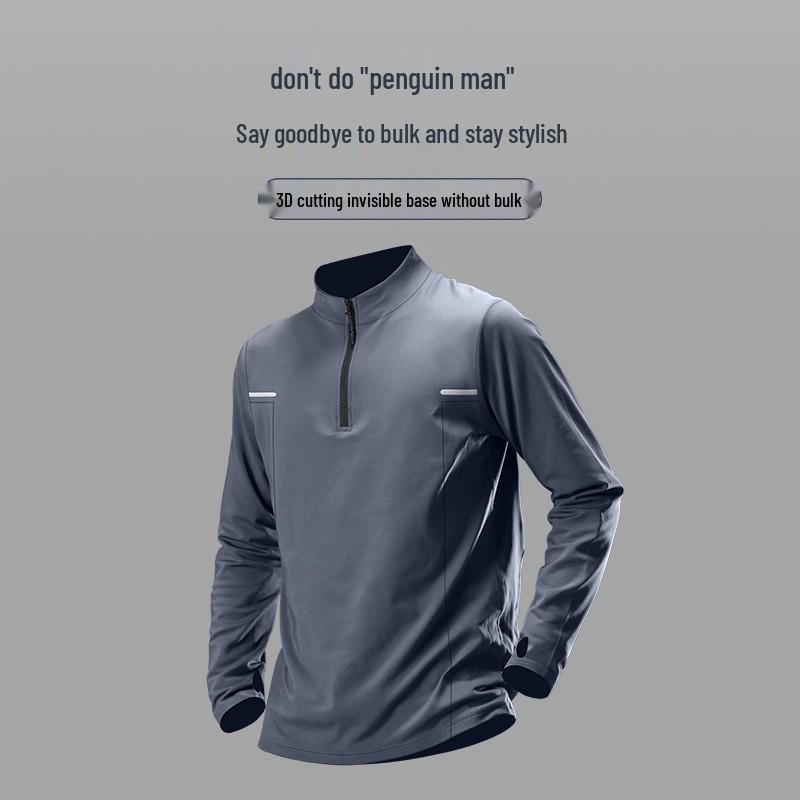 Men's Winter Quick-Dry Long Sleeve Base Layer: Slightly Fluffy for Skiing, Running, Fitness & Sports