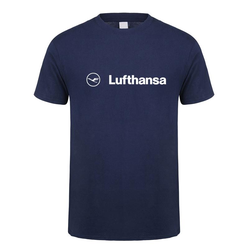 

Lufthansa T Shirt Summer Men Cool Cotton Short Sleeve Lufthansa Airline T-shirts Unisex Gift Tops Tee LH-478 S