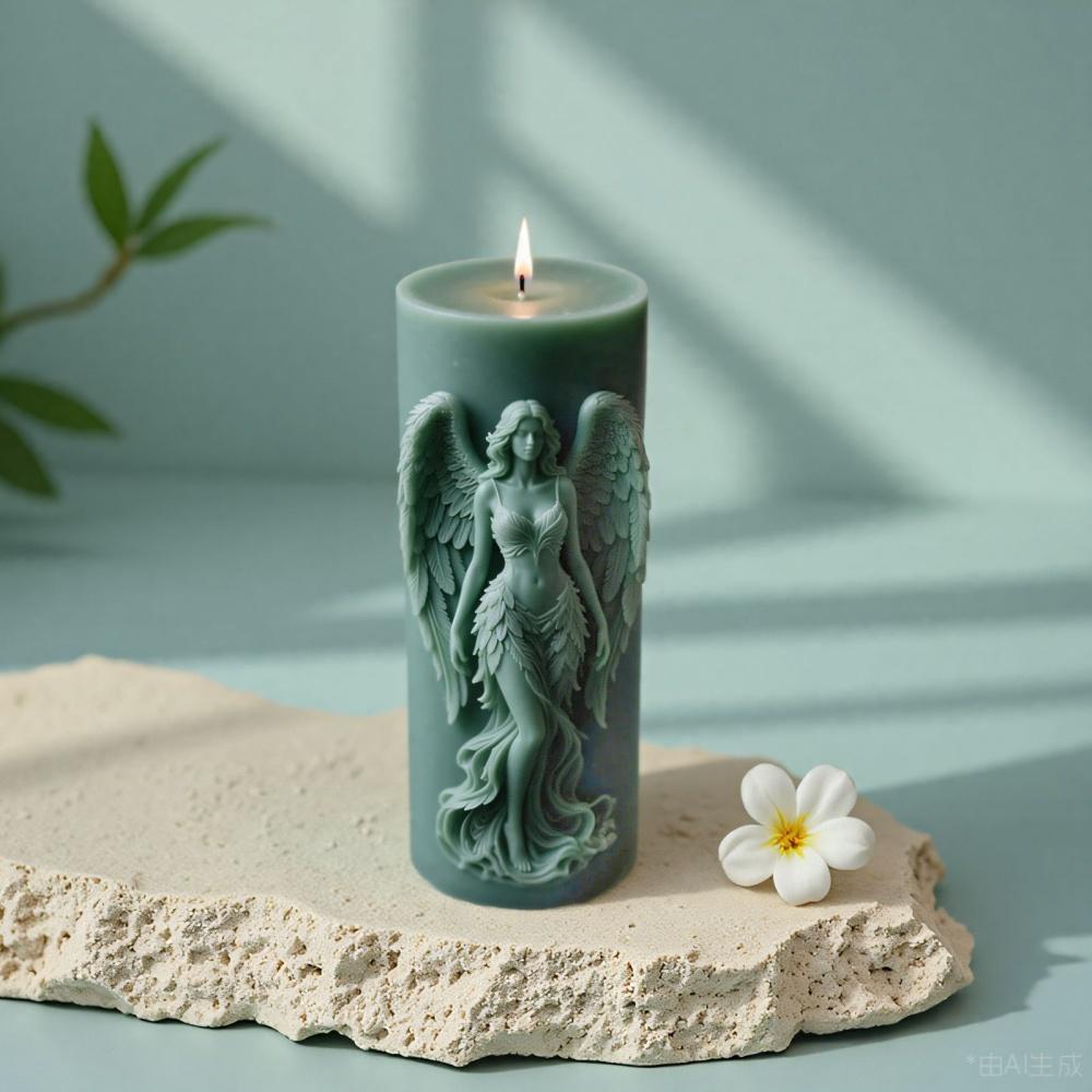 3D Dreamy Wings Goddess Candle Silicone Mold DIY Angel Relief Cylinder Aromatherapy Candle Decoration Gift Ornament