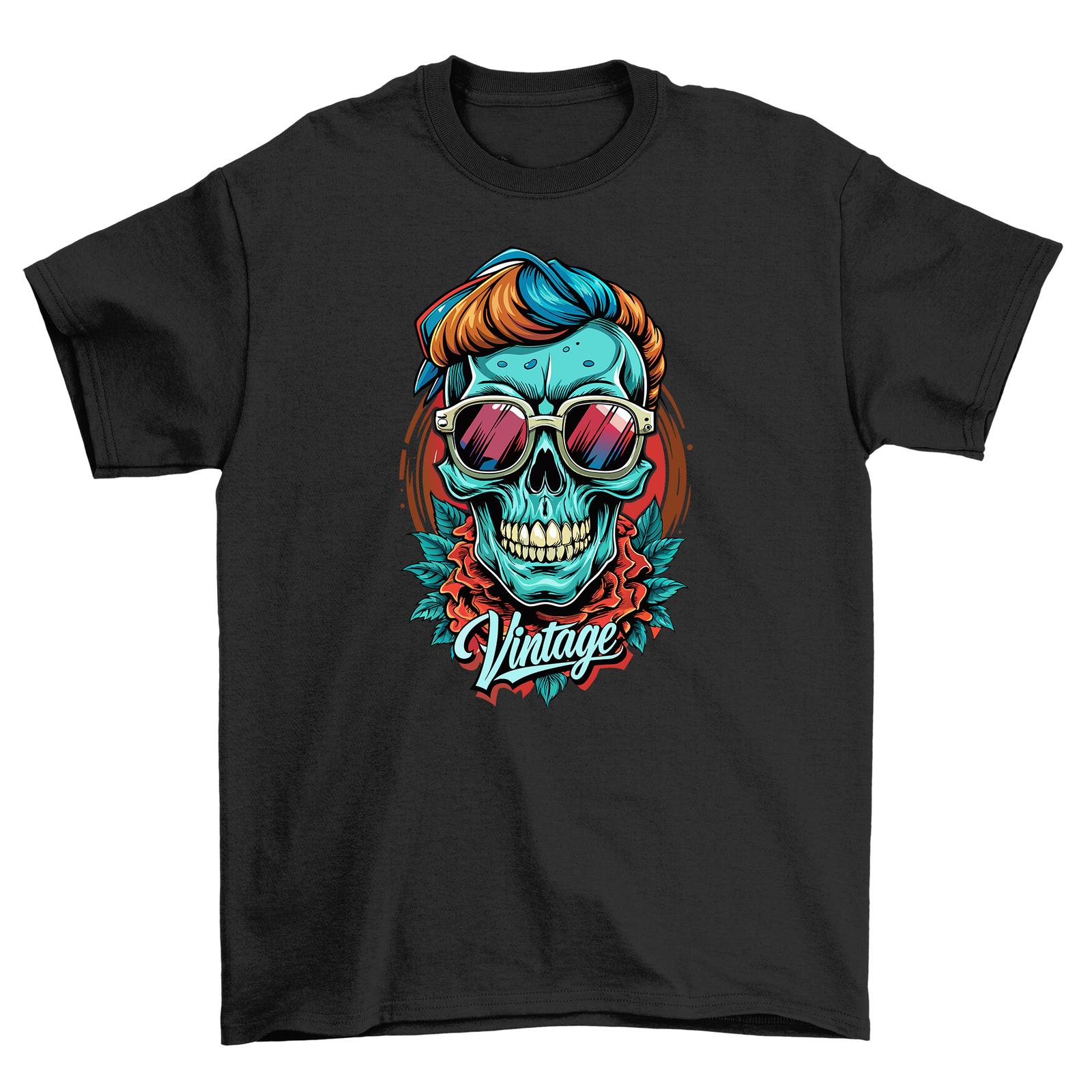 

Retro_100 Skull T-Shirt Mens Womens Tees Top - A Killer Look for Cool Cats! Funny 100% cotton tee wit M