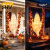 Geheimnisvolle Feiertagsfensterdekorationen Schwingender Geist Außen Dekoration, Große Halloween Hänge mit Ahornblatt Spukbaum Schmuck Ranken Lichter