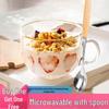 Large Capacity Heat-Resistant Glass Breakfast Mug with Lid and Spoon
