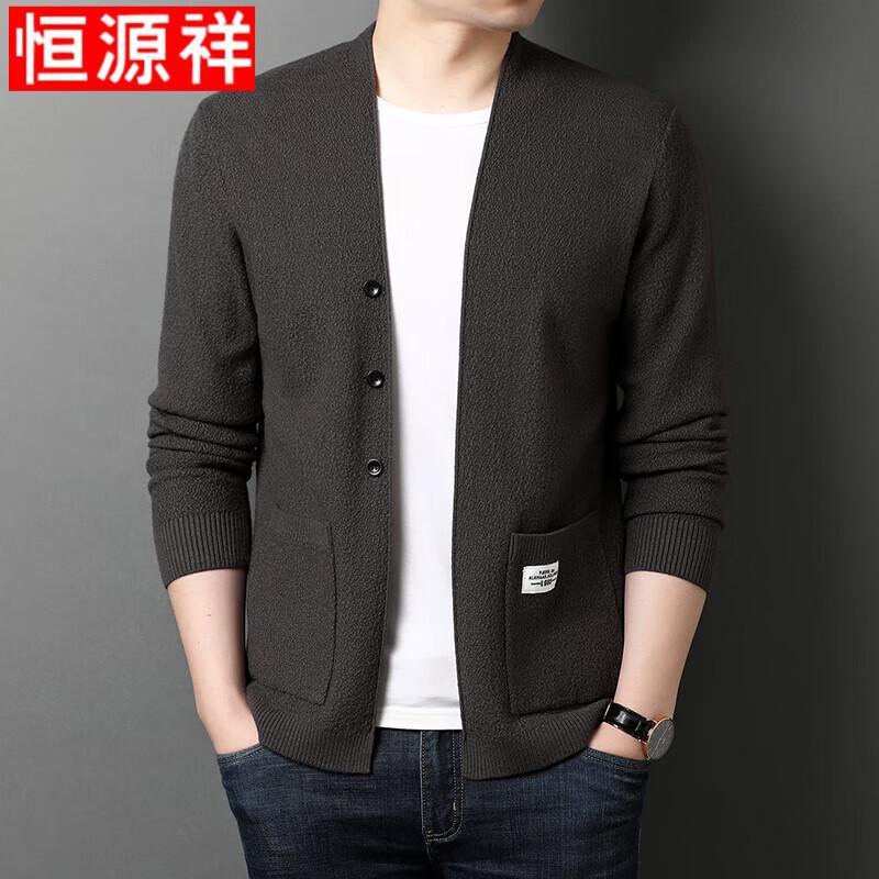 

Hengyuanxiang Men s V-Neck Knitted Cardigan Sweater S