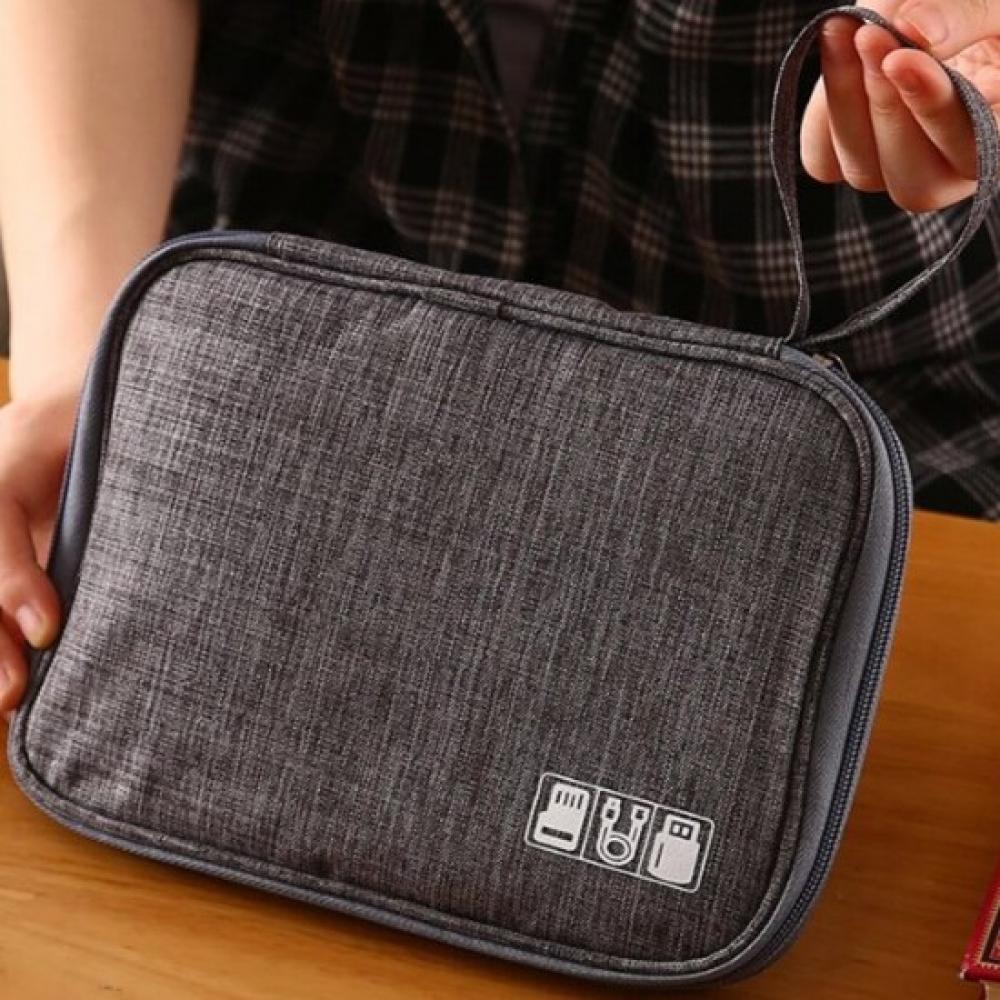 New Arrivals Open Run Usb Organizer Cable Fabric Zipper Pouch Laptop Organizer