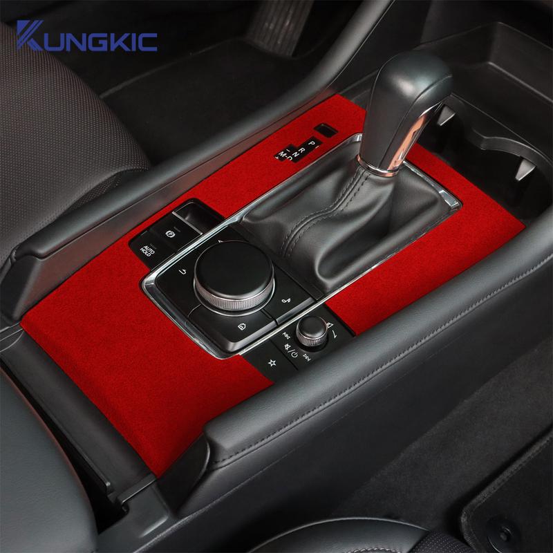 Oberes Wildleder-Zierleisten-Aufkleber LHD RHD für Mazda 3 Axela 2024 2025 Auto Mittelkonsole Schalthebel-Panel