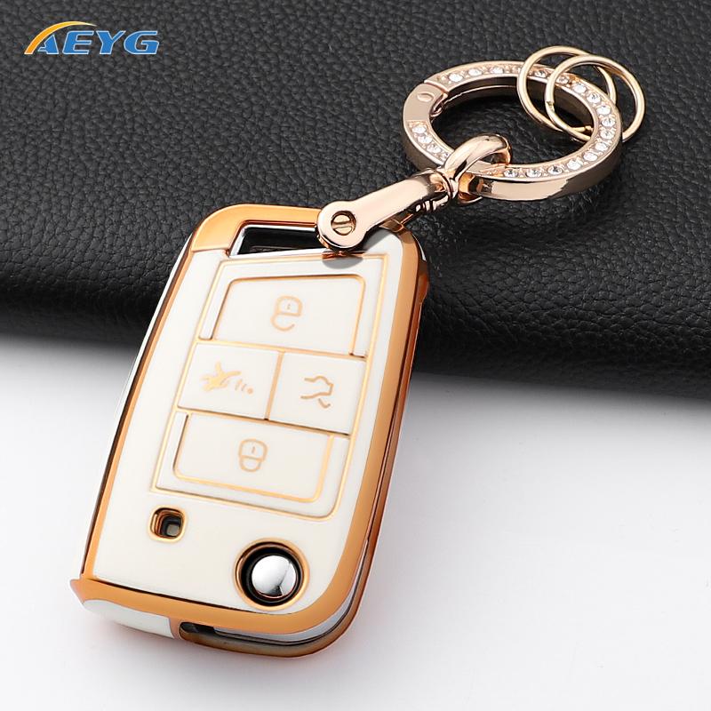 New Tpu Car Key Case Cover Shell Fob For Vw Volkswagen Golf 7 Mk7 Tiguan Mk2 For Seat Ateca Leon Fr 2 Ibiza Keychain Accessories