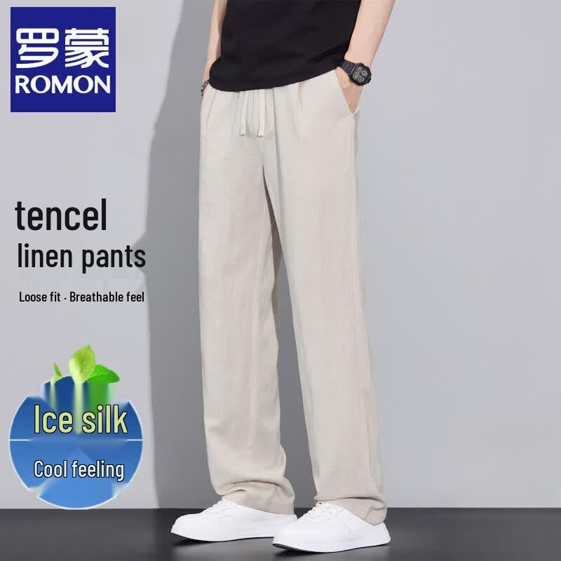 Men s Tencel Lyocell Linen Blend Casual Pants L