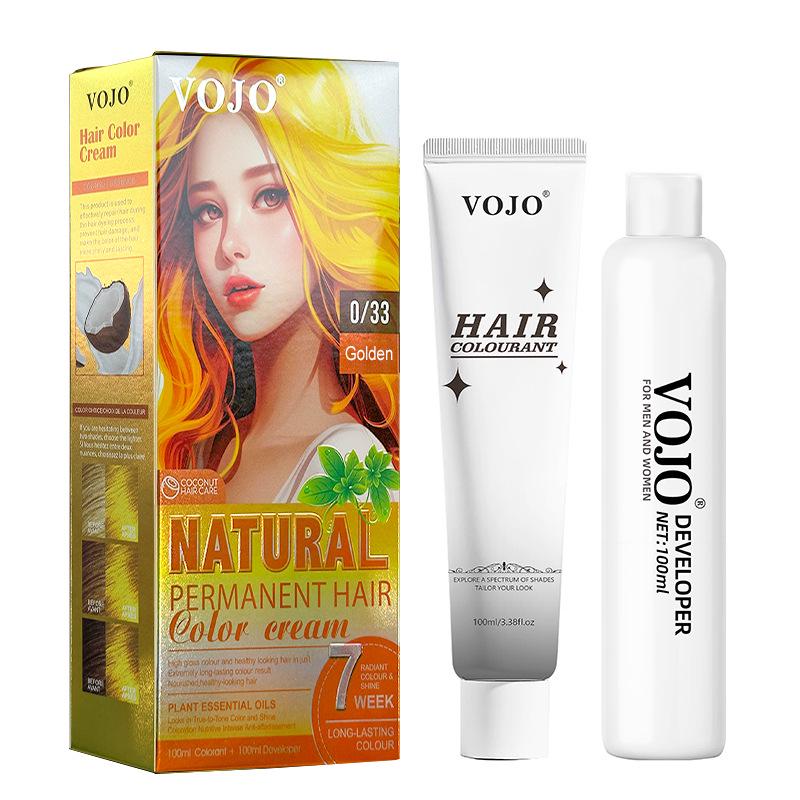 All-in-One Cross-Border Hair Dye Kit: Easy Full-Color Cream with Built-in Comb for Beginners