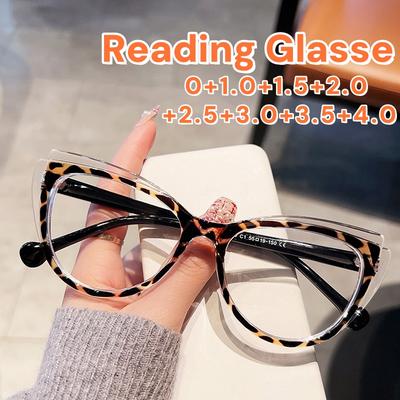 Lunettes de lecture tendance couleur dégradée œil de chat pour femmes, premium, anti lumière bleue, grossissantes, pour presbyte, lunettes d'ordinateur, puissance